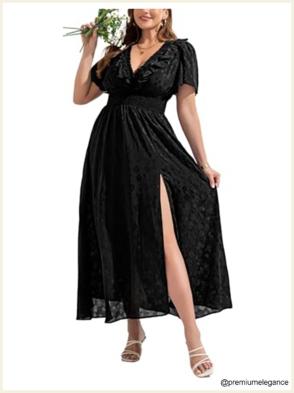 Floral Print Plus Size Maxi Dress V-Neck Short Sleeve A-Line
